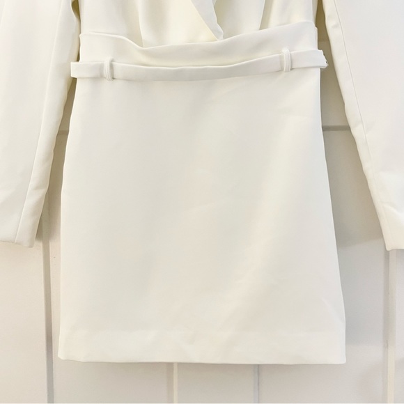 NWT Zara Blazer Mini Dress Belted White Blogger Favorite Size Medium - Picture 6 of 15